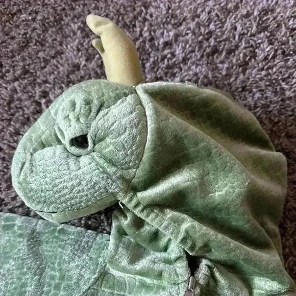Kids Green Yellow Plush Dinosaur Body Costume Dress Up Size Small 44 in - Picture 3 of 5